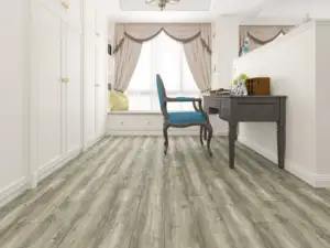 White Sea Paradigm Flooring Insignia 20MIL WPC installed in small home office and dressing area — light grey — Sunnyvale